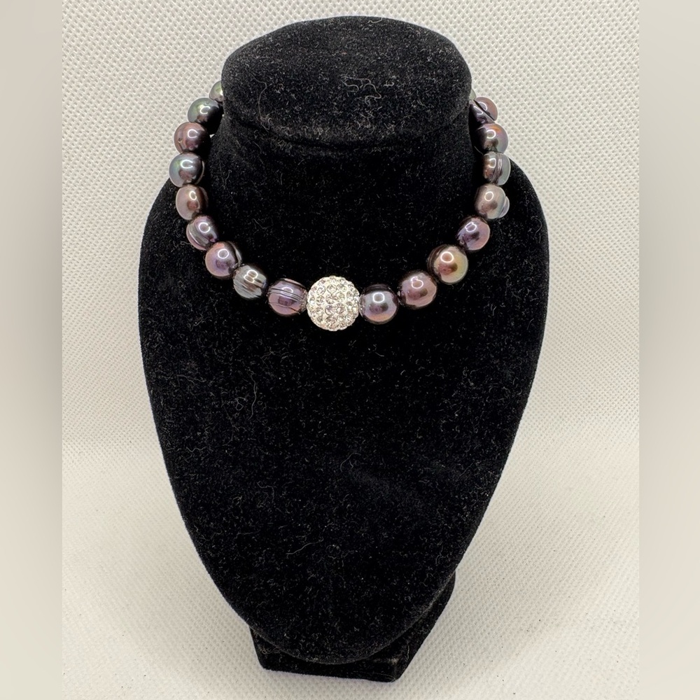 Rare HB&B Crystal Sparkle Ball Stretch Bracelet with Natural Pearls!